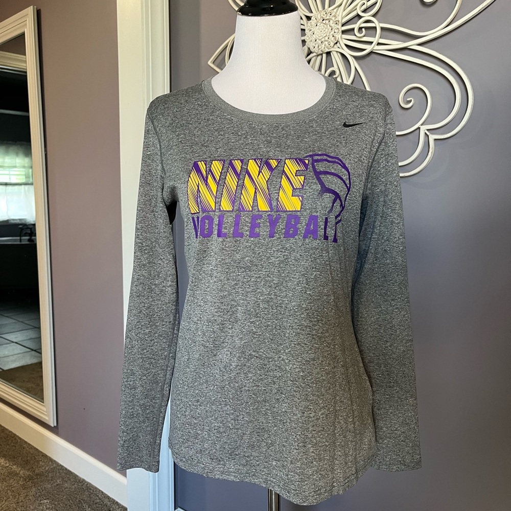 Nike Dri Fit Gray Purple Yellow Volleyball Top